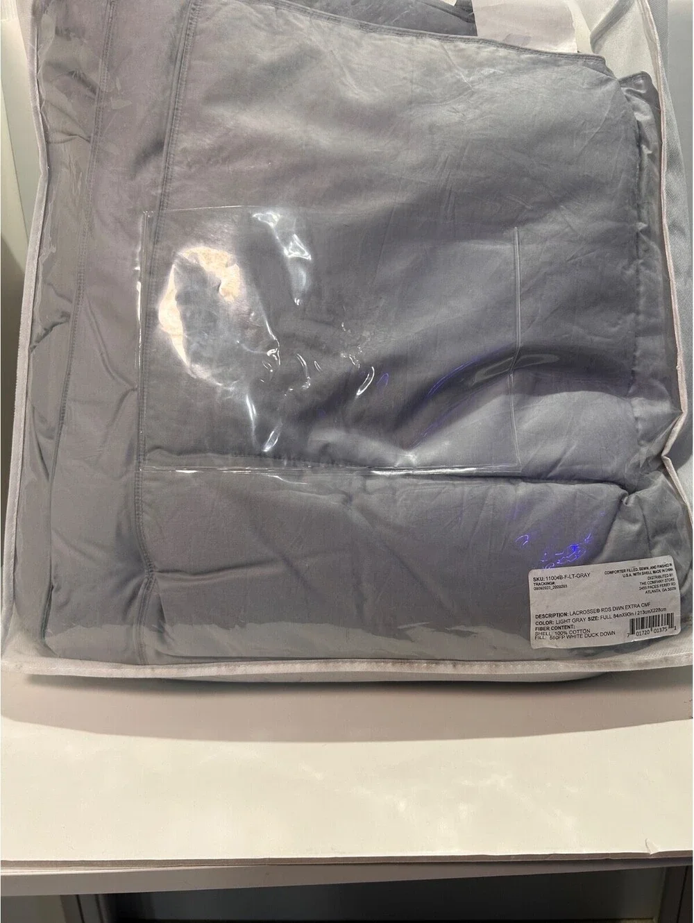 The Company Store LaCrosse RDS Down Extra Warmth Comforter Full Light Gray New